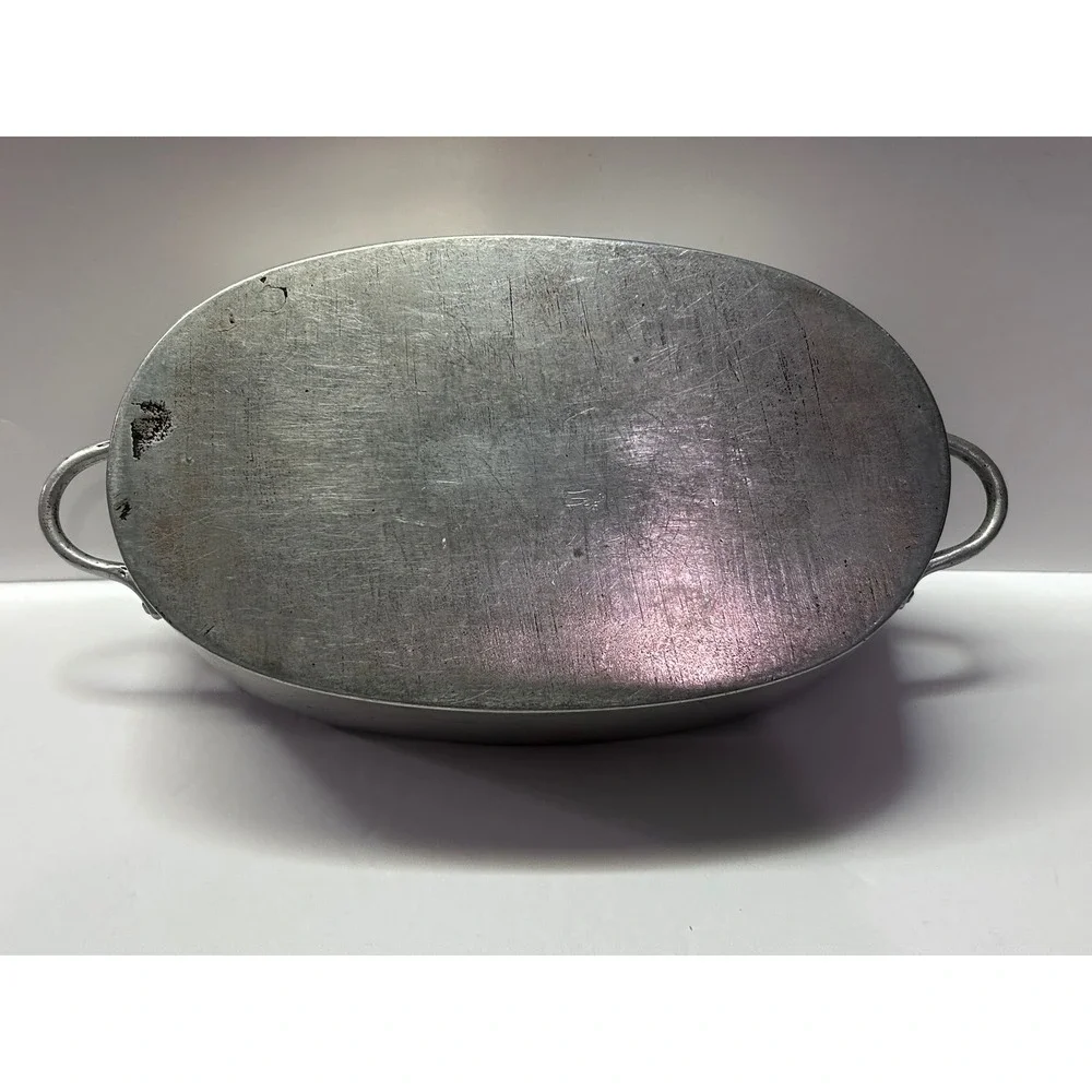 Vintage Unbranded Aluminum Oval Roaster Pan With Lid 11